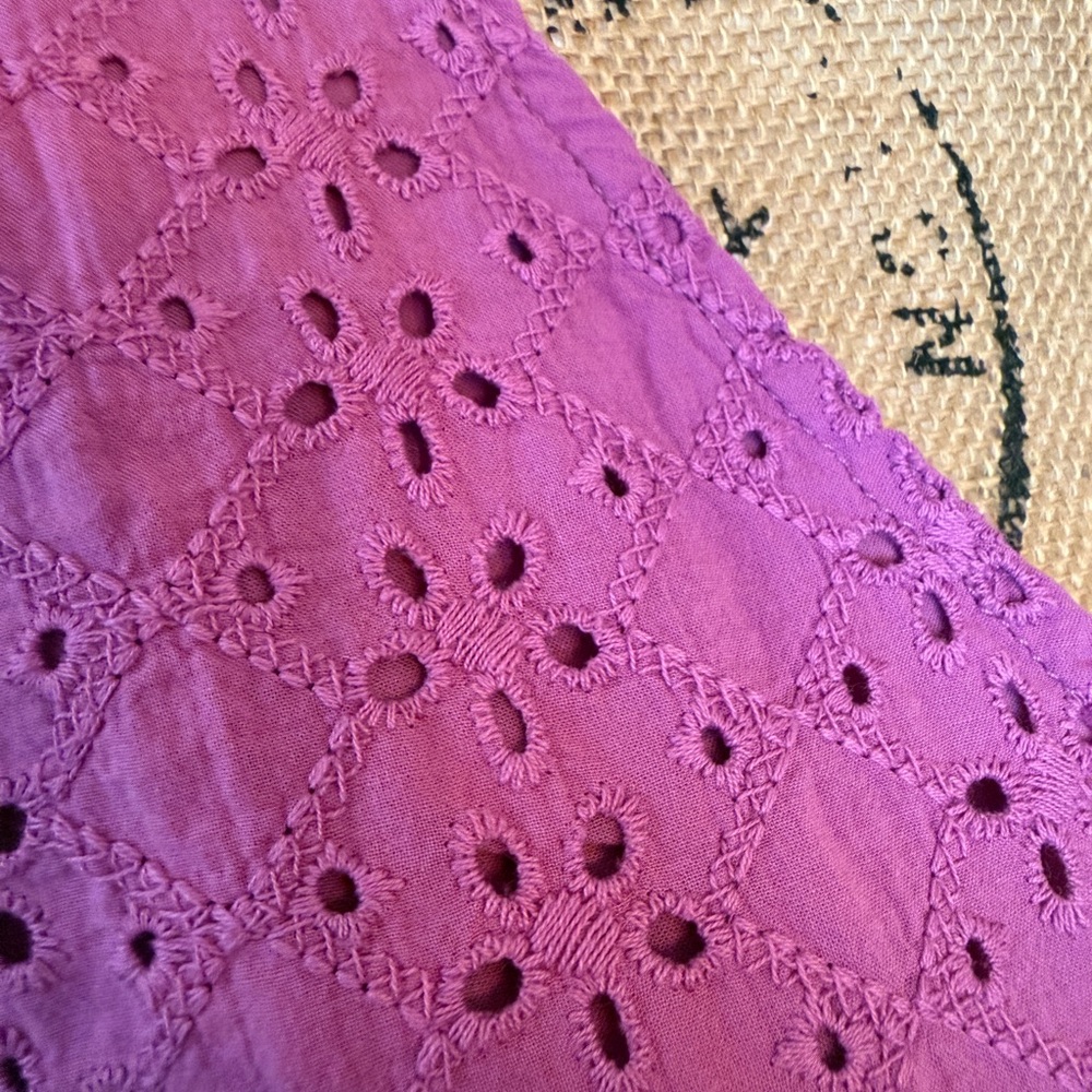 Draper James Purple Eyelet V-Neck Blouse - Picture 6 of 14